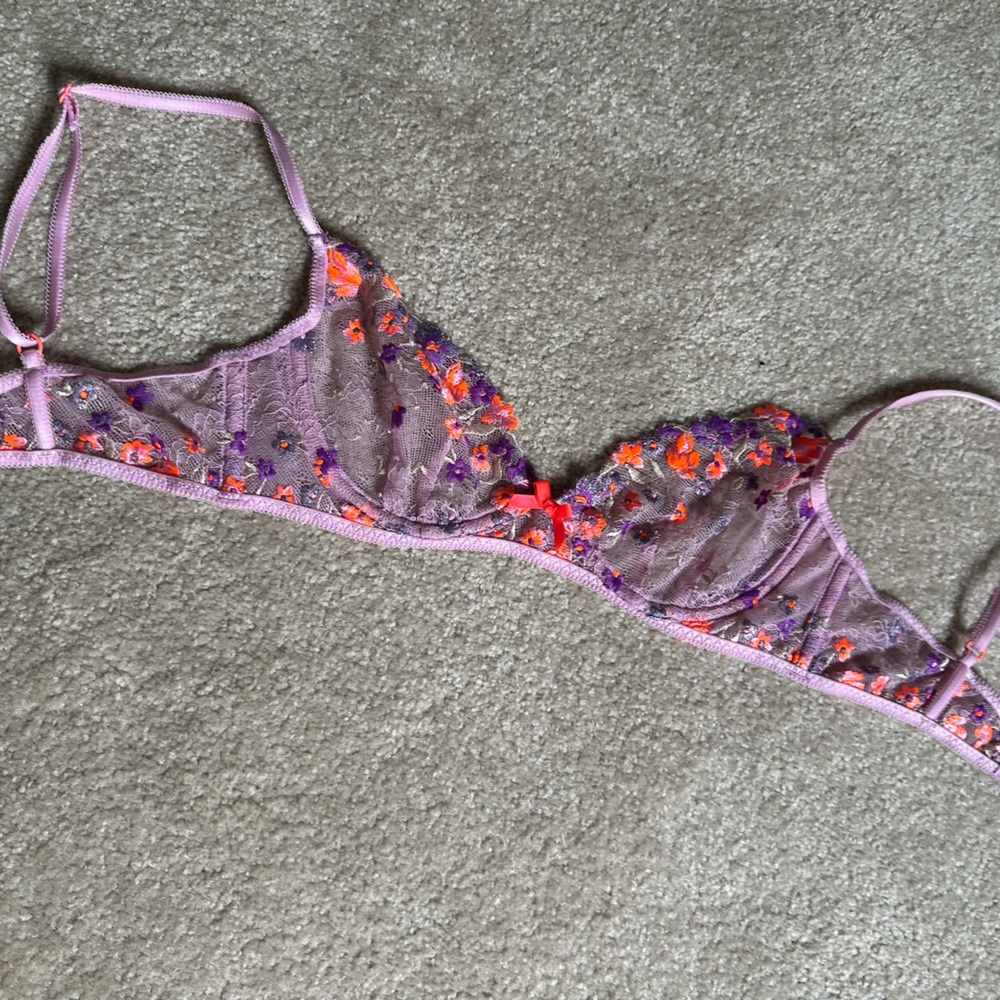 For Love And Lemons Purple and Orange Floral Bra